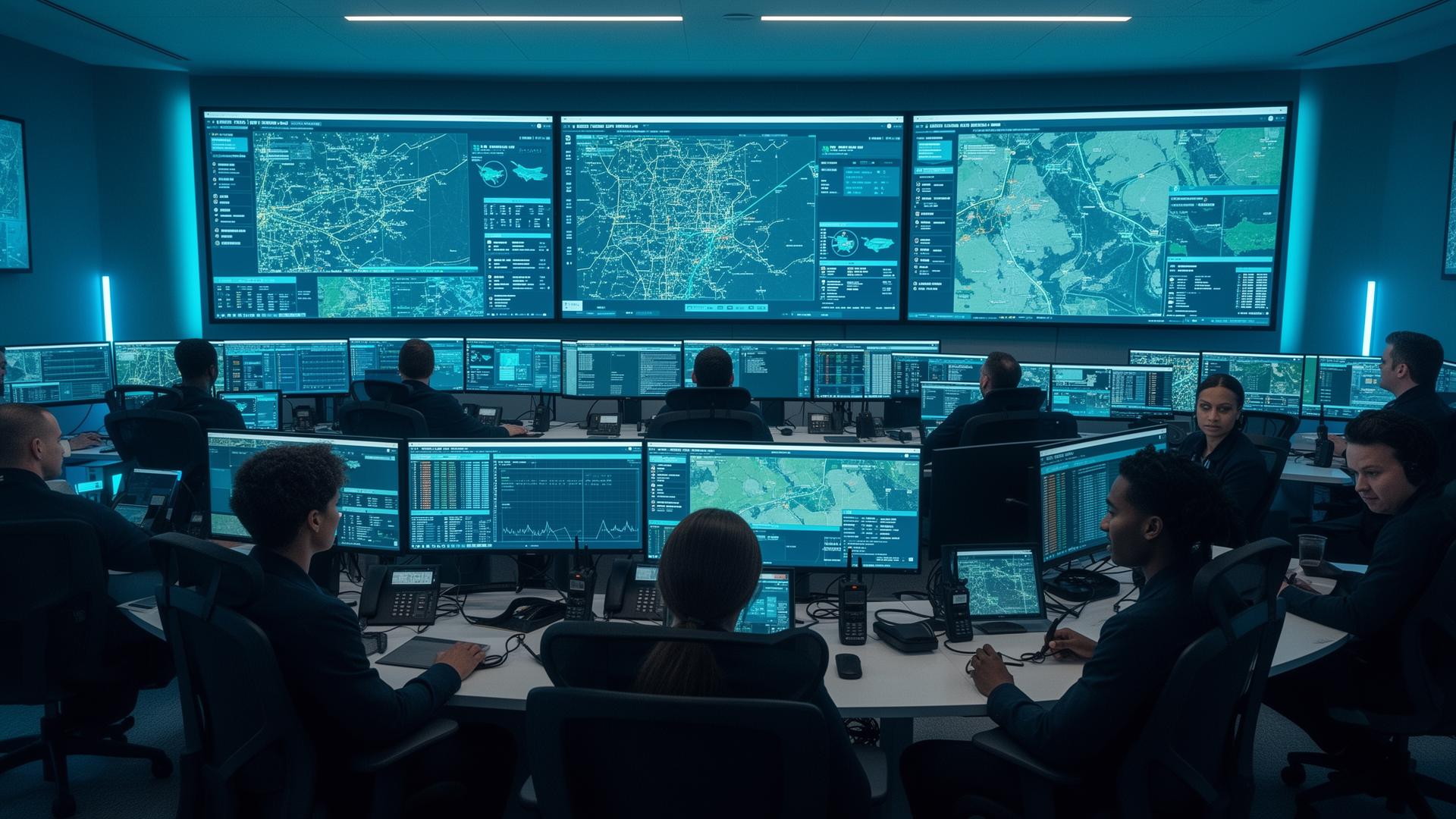 Centro de control coordinado con dashboards en tiempo real